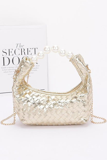Metallic Pearl Handle Bag