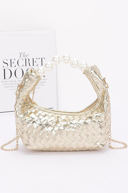 Metallic Pearl Handle Bag