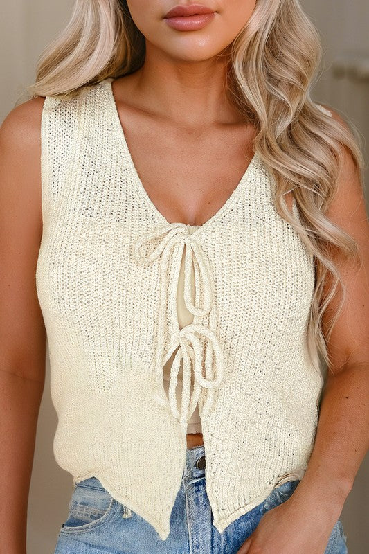 Lace-up Knit Vest