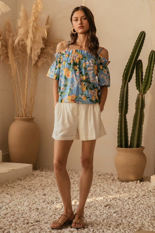 Skies are Blue Off the Shoulder Top