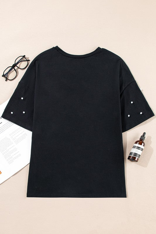 Oversized Pearl Beaded T-shirt