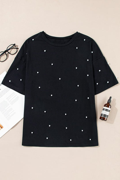 Oversized Pearl Beaded T-shirt