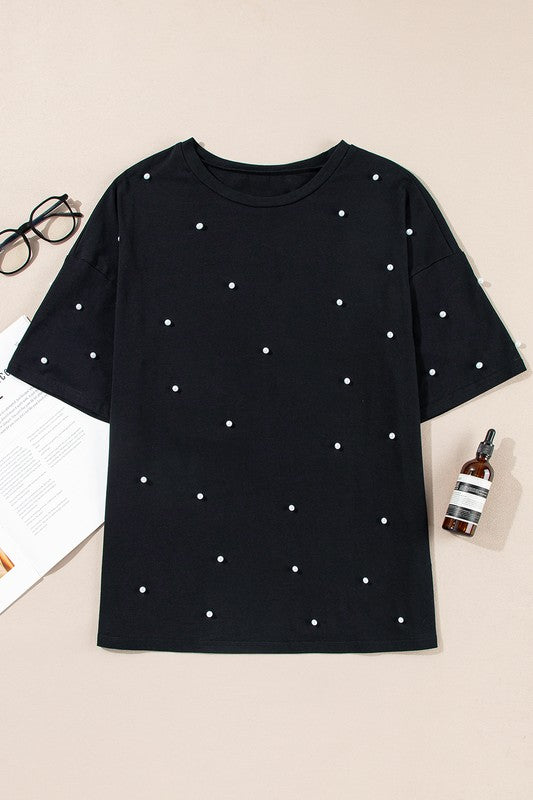 Oversized Pearl Beaded T-shirt
