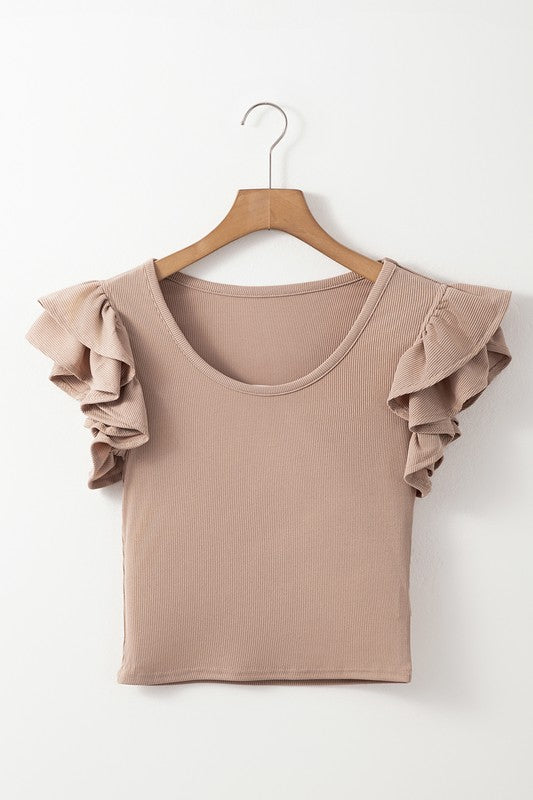 Ruffle Sleeve Knit Top