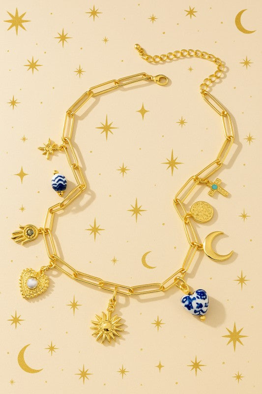 Moon + Star Charm Necklace