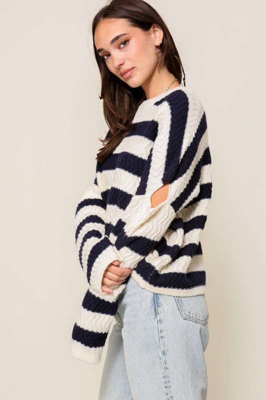 Striped Cutout Sweater