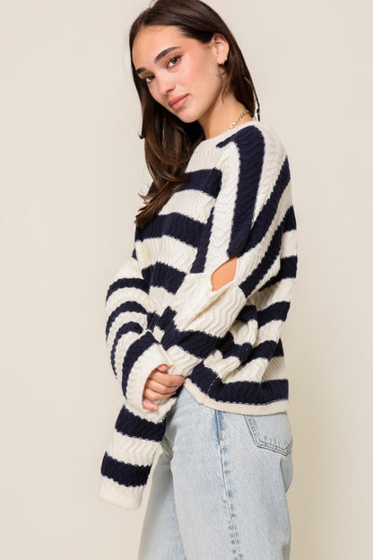 Striped Cutout Sweater