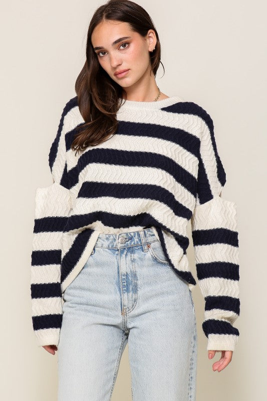 Striped Cutout Sweater