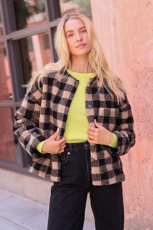 Plaid Sherpa Jacket
