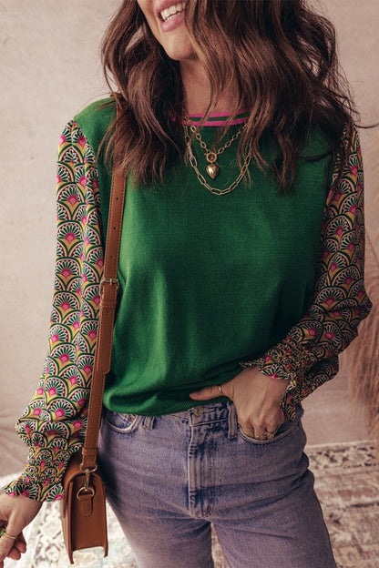 Patchwork Sleeve Sweater