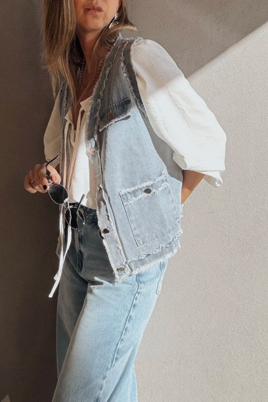 Frayed Edge Denim Vest