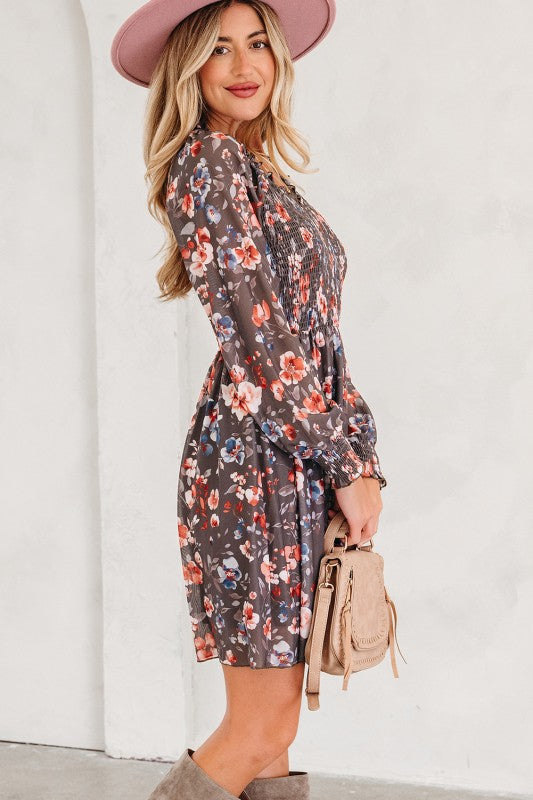 Long Sleeve Floral Dress Size XL