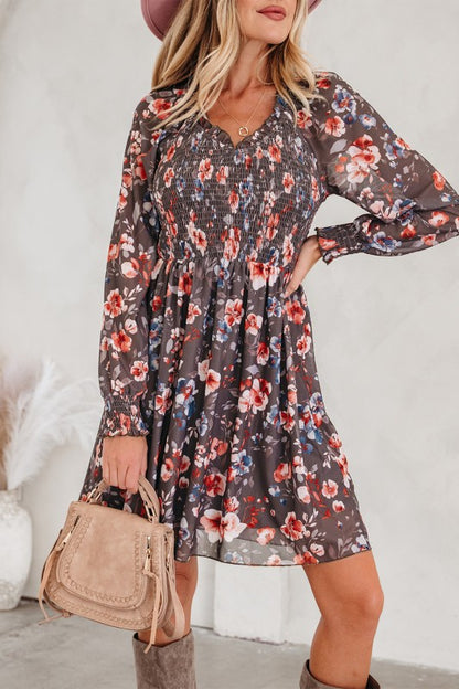 Long Sleeve Floral Dress Size XL
