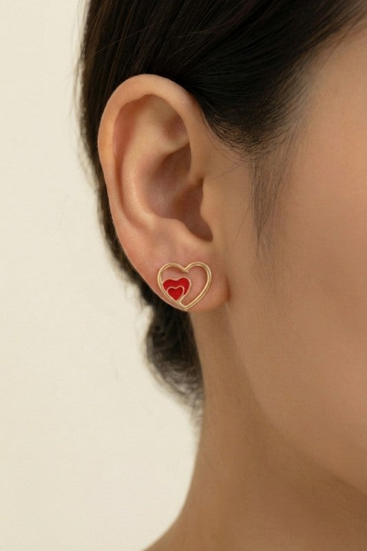 Enamel Heart Studs