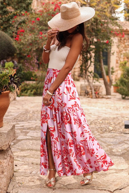 Floral Tiered Maxi Skirt