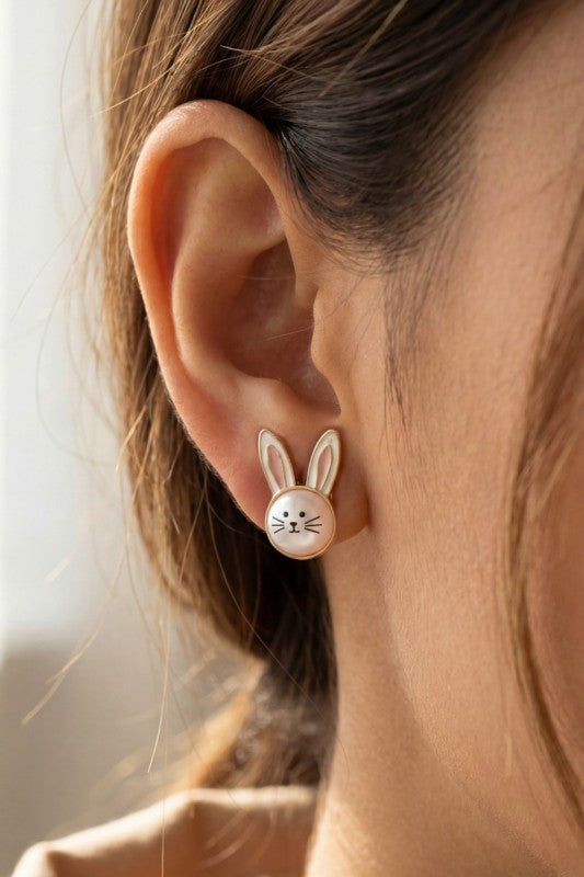 Pearl Bunny Studs