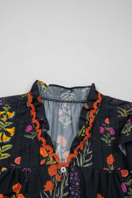 Floral & Frilled Blouse