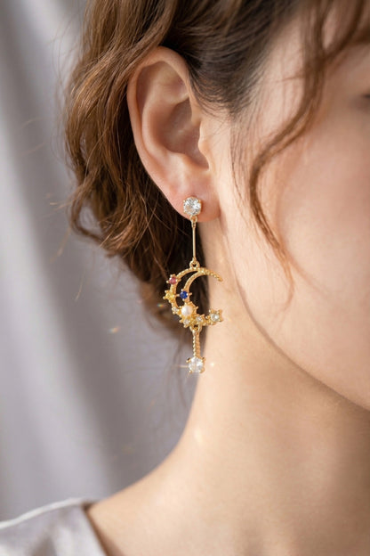 Star & Moon Drop Earrings