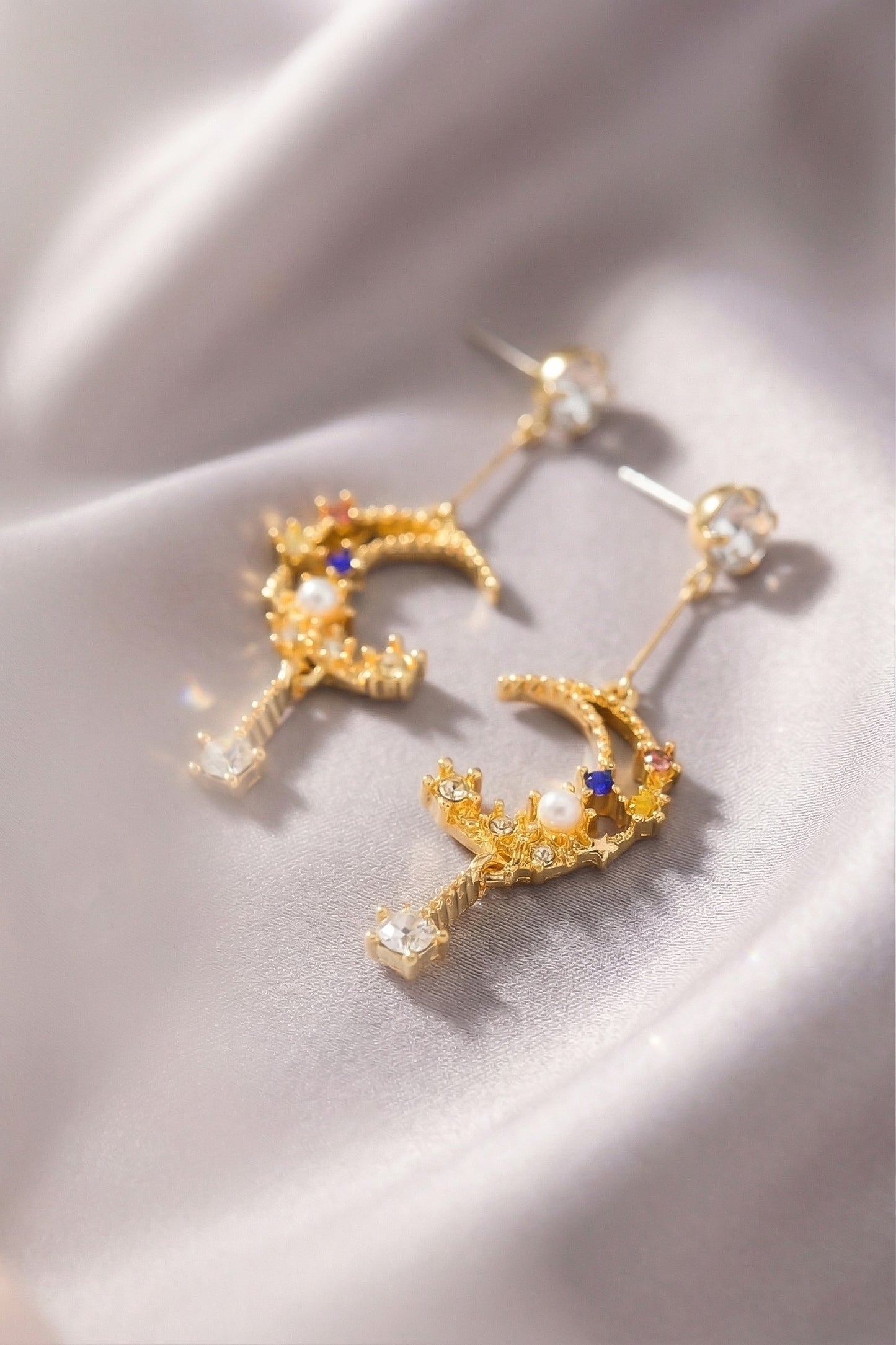 Star & Moon Drop Earrings