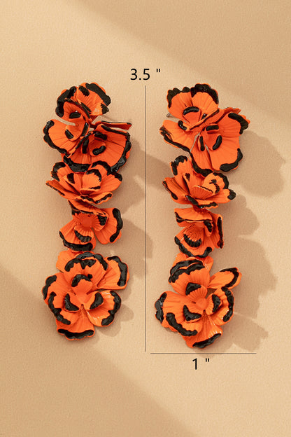 Metal Flower Drop Earrings