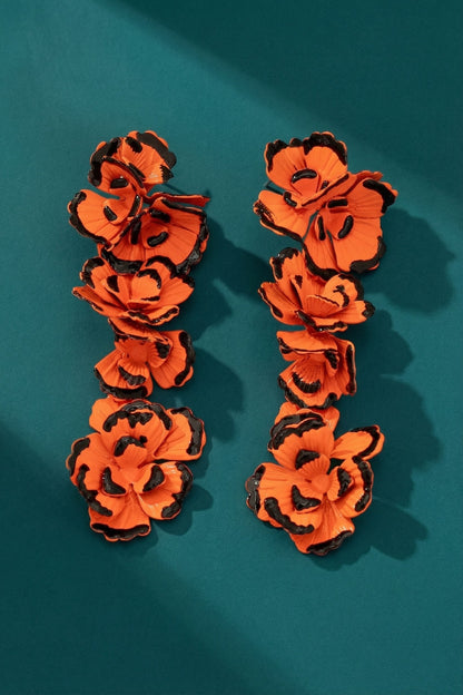 Metal Flower Drop Earrings