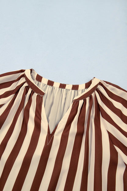 Striped V-neck Blouse