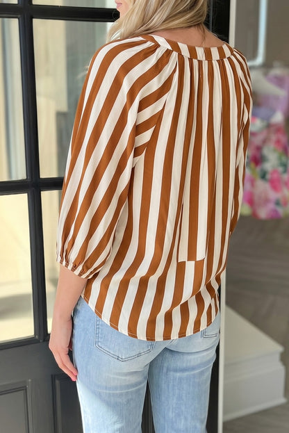 Striped V-neck Blouse