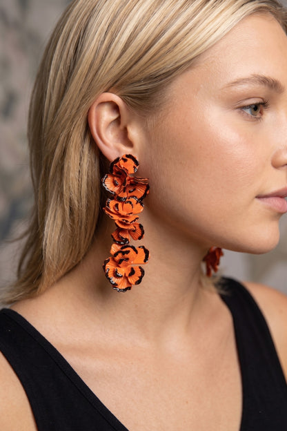 Metal Flower Drop Earrings