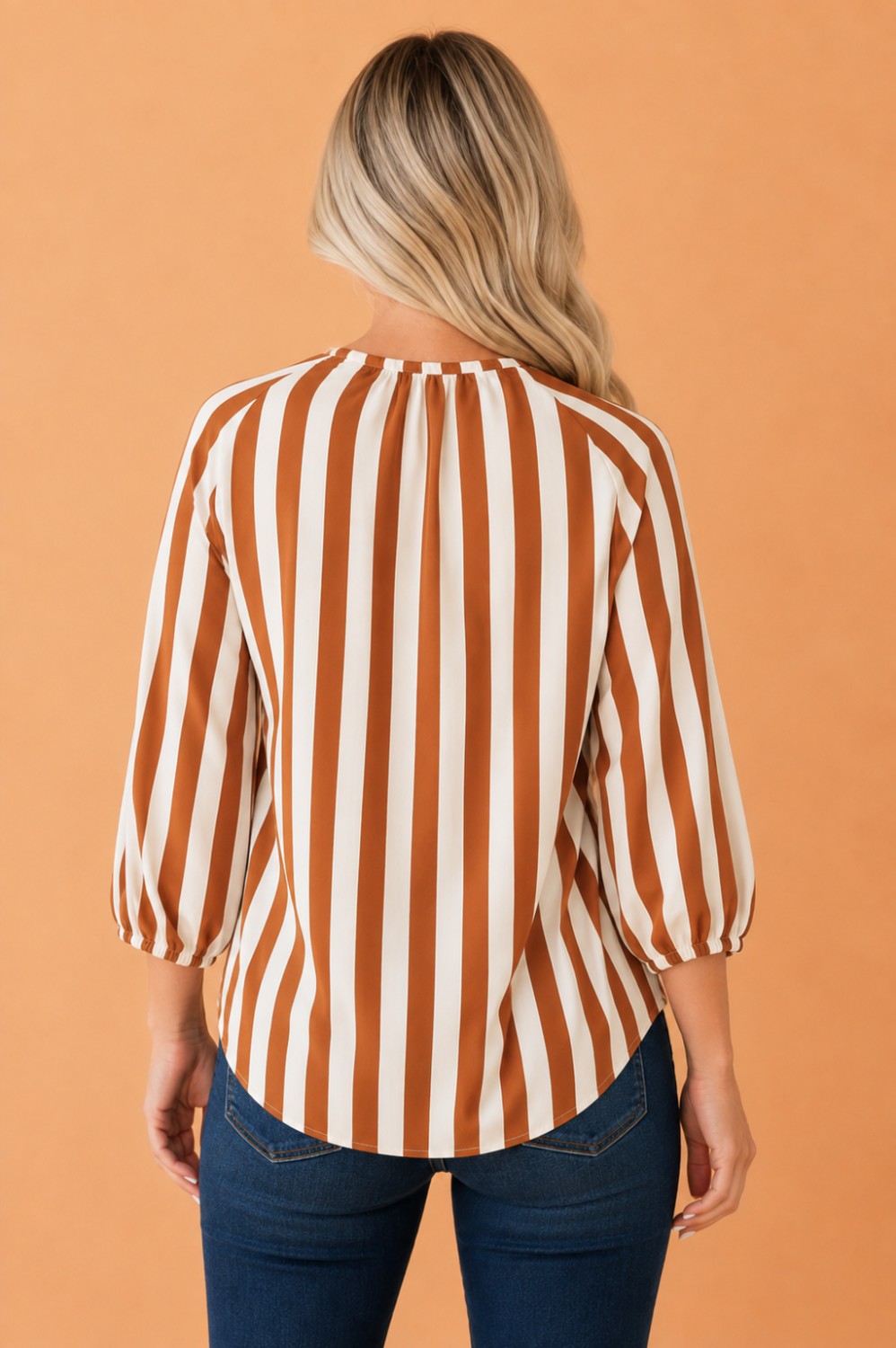 Striped V-neck Blouse