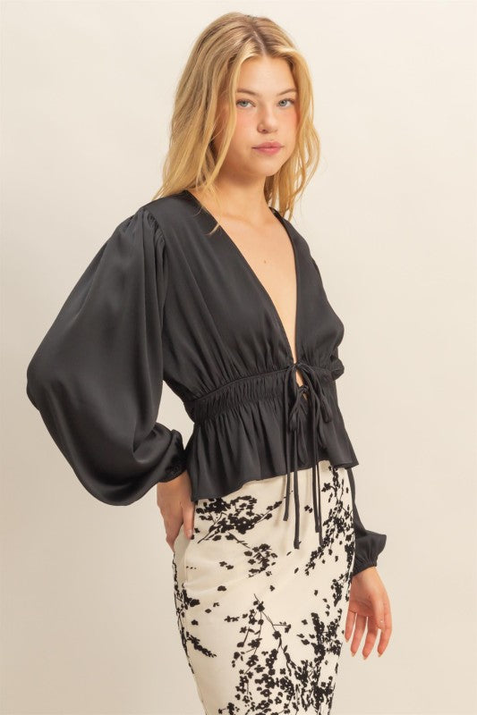 Onyx Bishop Sleeve Blouse