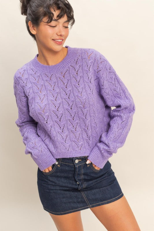 Cropped Cable Knit Sweater