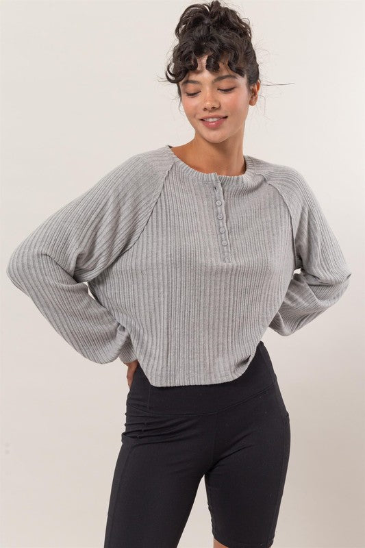 Brushed Henley Knit Top