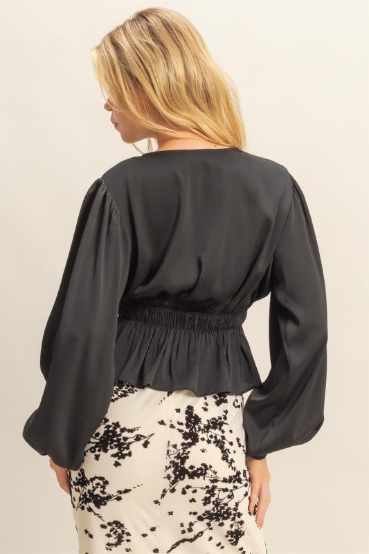 Onyx Bishop Sleeve Blouse