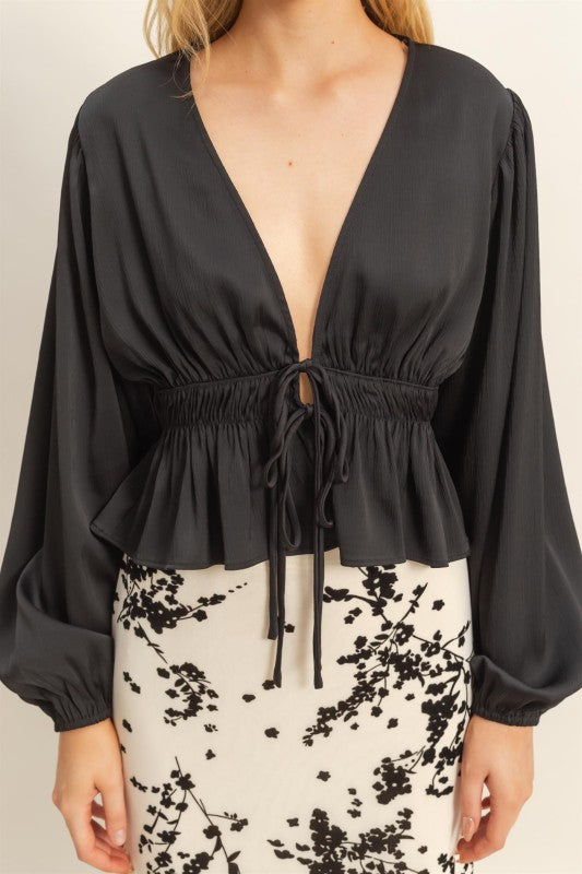 Onyx Bishop Sleeve Blouse