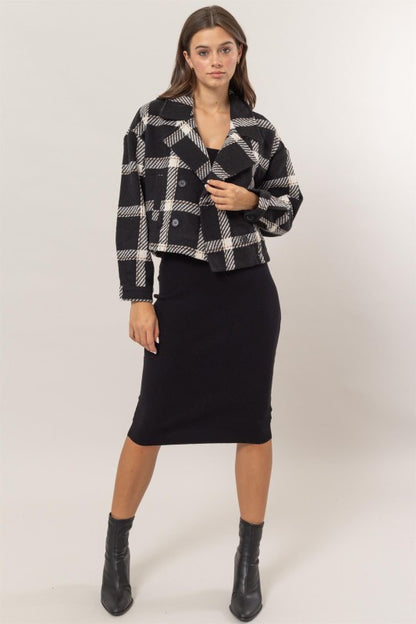Plaid Double Breasted Jacket