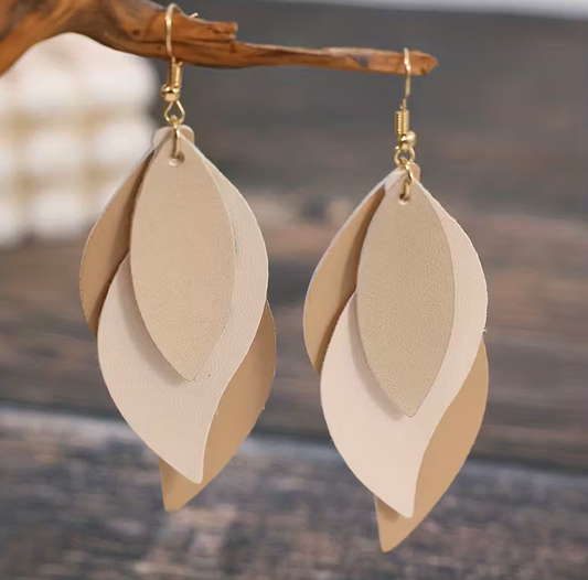 Faux Leather Leaf Earring