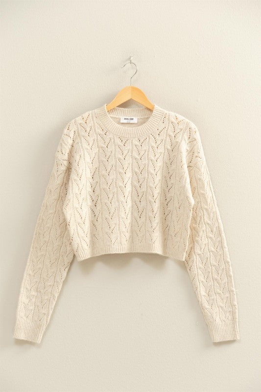 Cropped Cable Knit Sweater