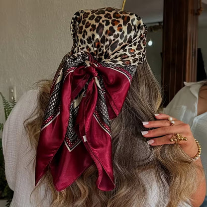 Leopard Print Satin Scarf