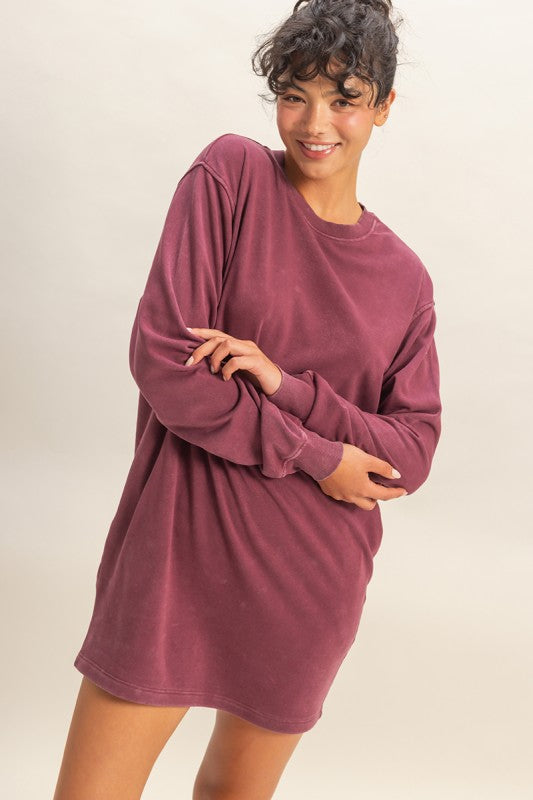 Mineral Wash Sweatshirt Dress