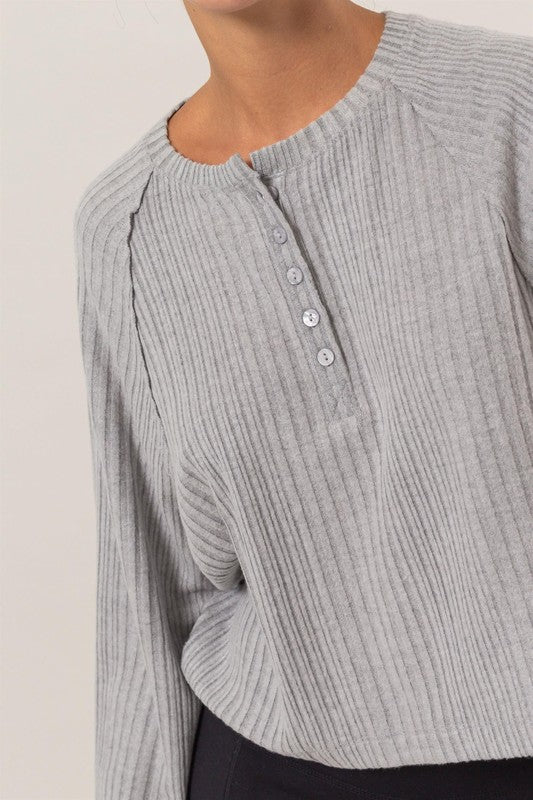 Brushed Henley Knit Top